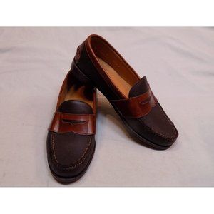 H S Trask 9.5 M Leather Handsewn Men Shoes Brown Black Penny Loafer 3018 17K2602
